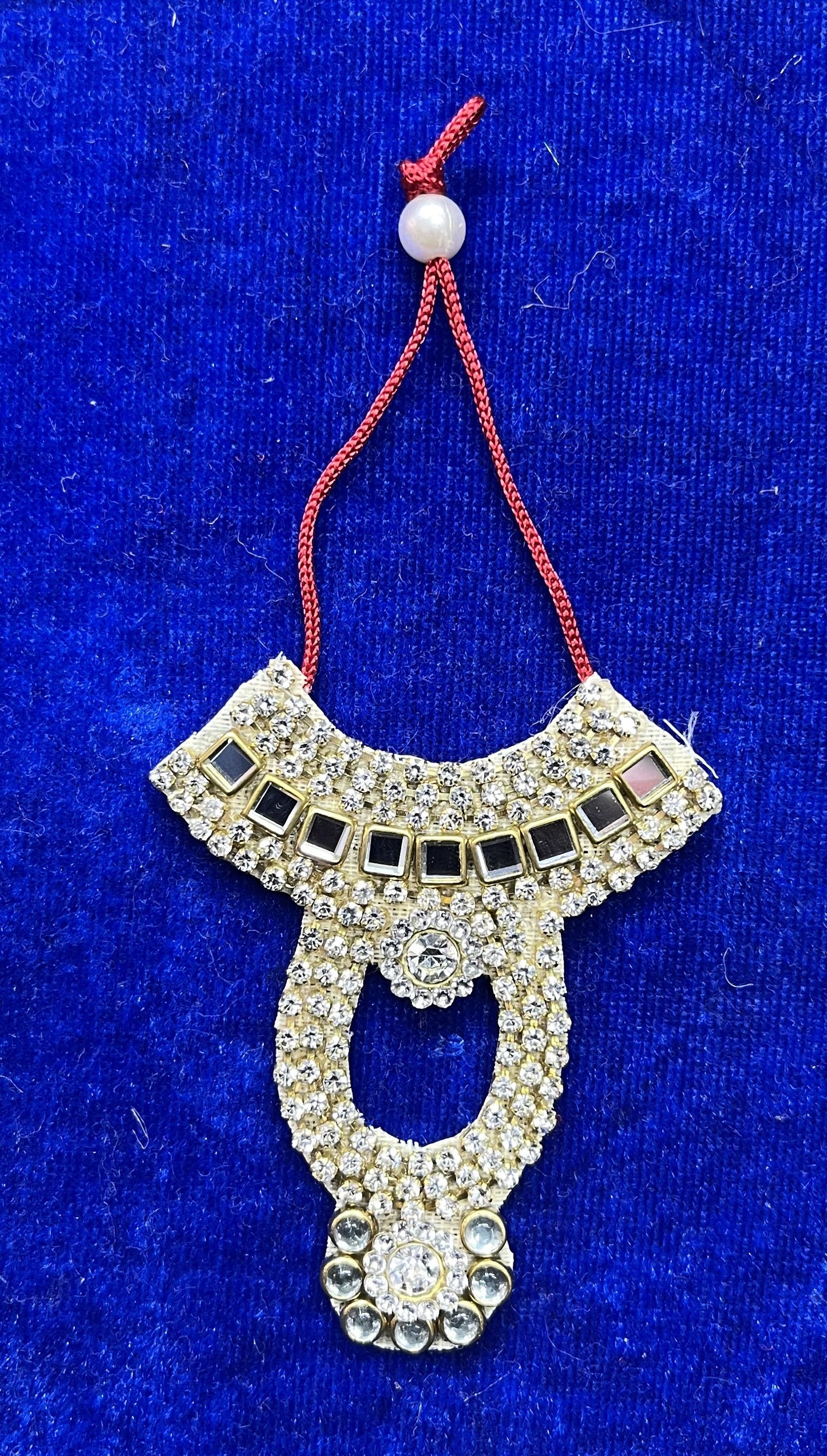 White Stone Chain and Kundan Mala for Thakurji