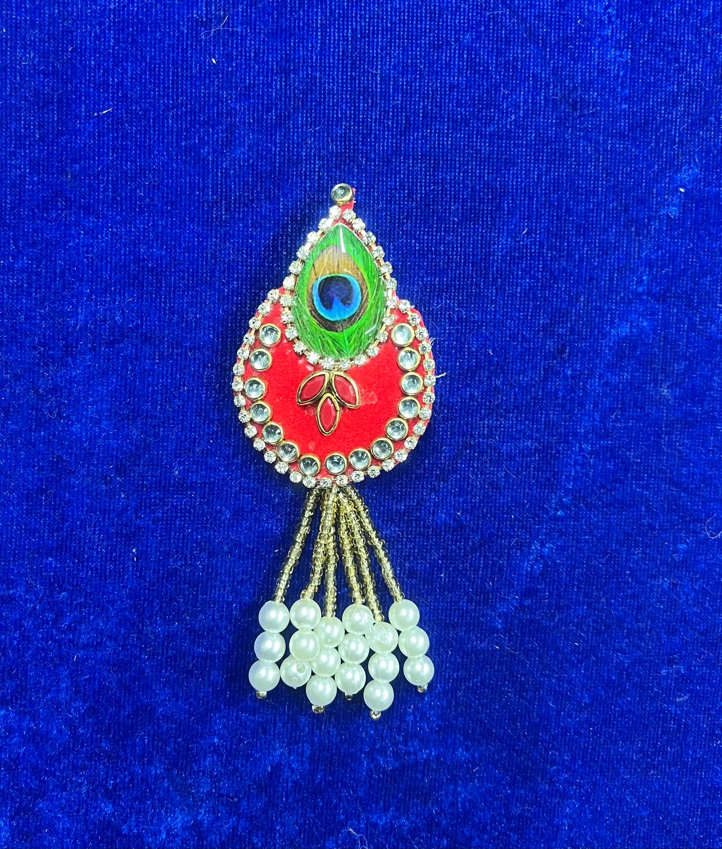 Red Velvet Butti Broach with Latkan