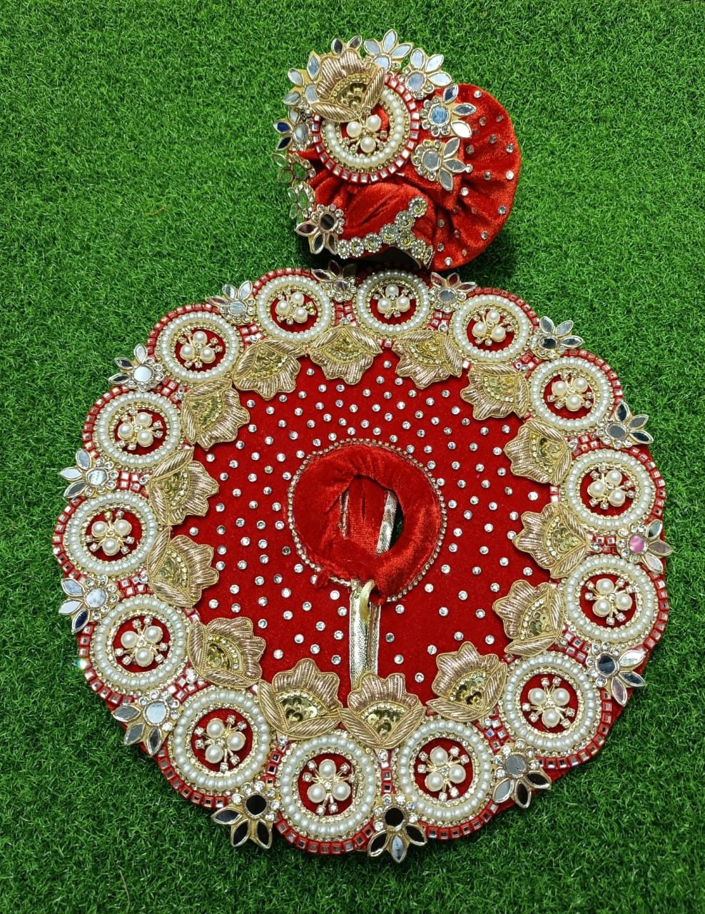 Beautiful Wedding Collection of Laddu Gopal Ji Dress in Red Colour Velvet.