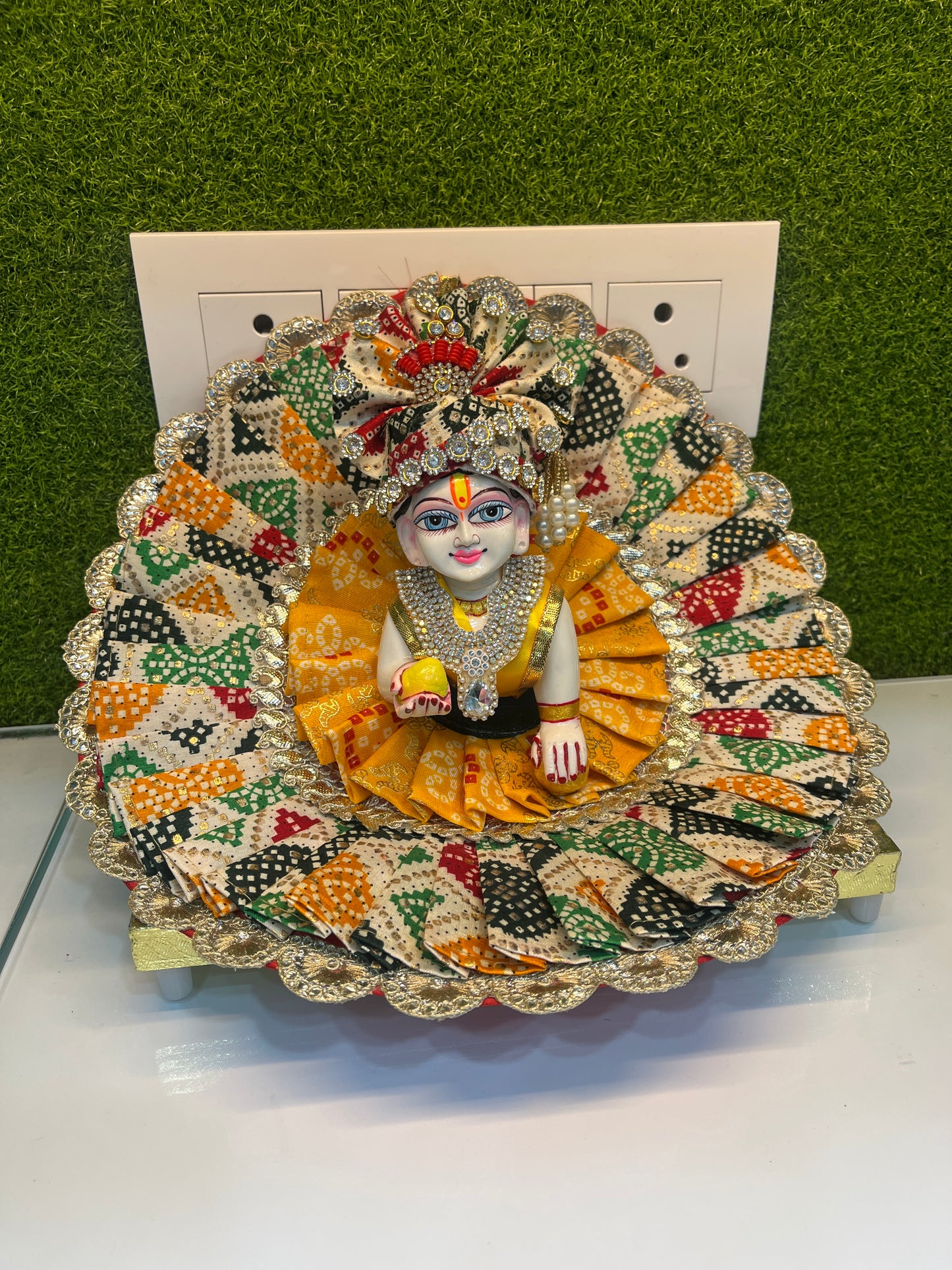 Colourful Bhandej Poshak for Laddu Gopal Ji
