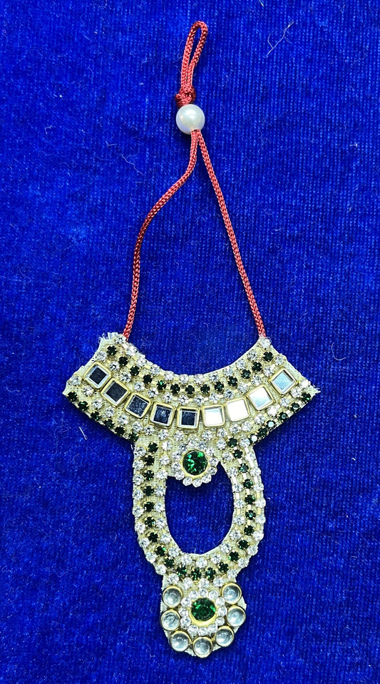 Green Stone Chain and Kundan Mala for Thakurji