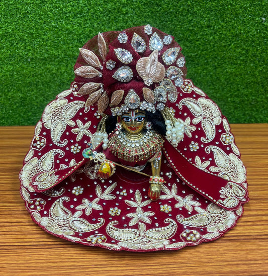 Janmashtmi Special Handwork Maroon Colour Poshak for Thakurji