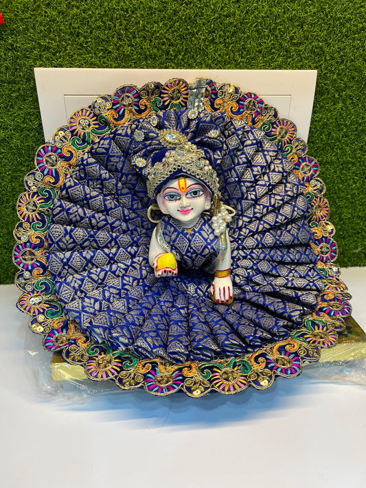 Heavy Lace Benarasi Poshak for Thakurji in Blue Colour