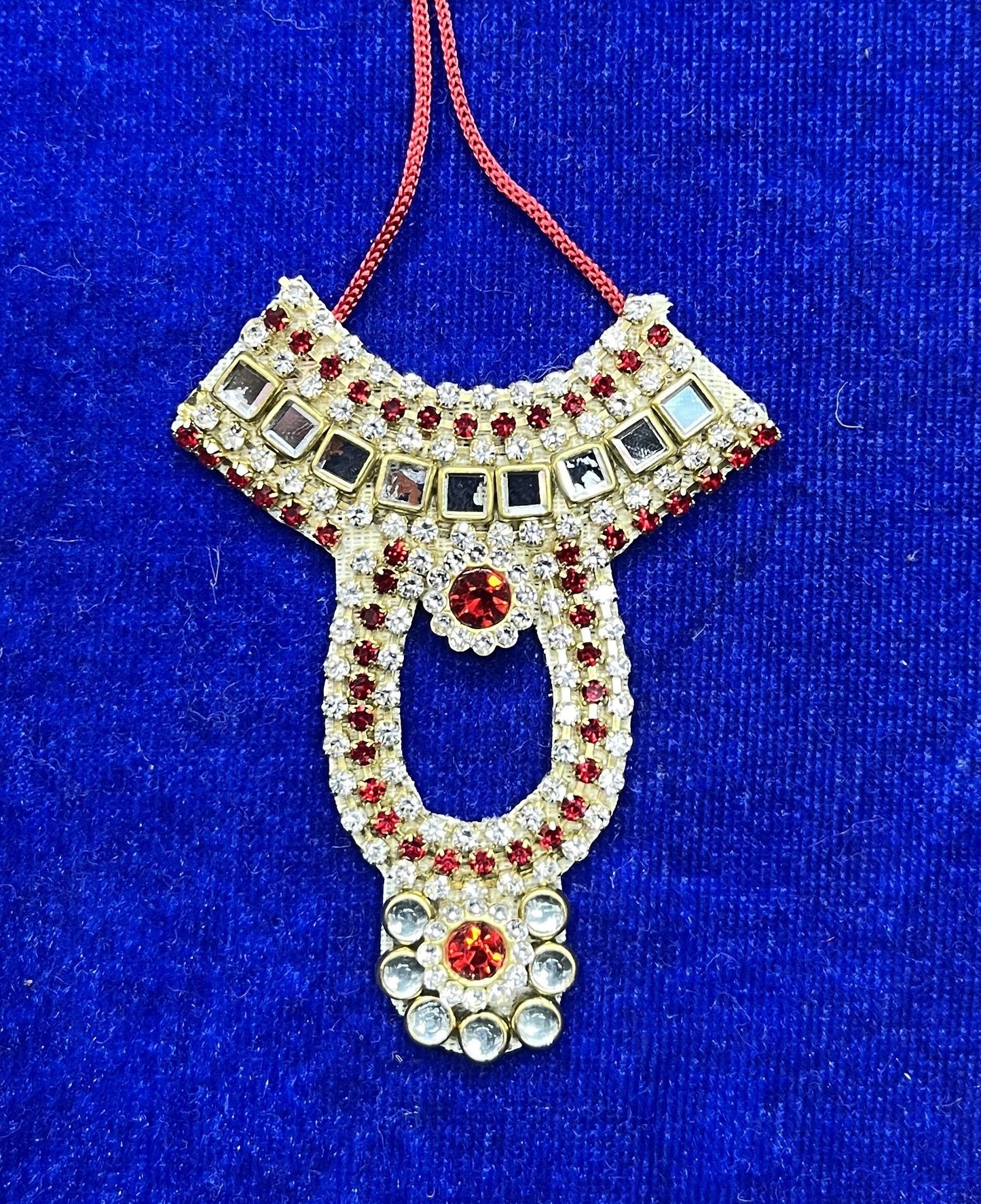 Red Stone Chain and Kundan Mala for Thakurji (For sizes 4-7)